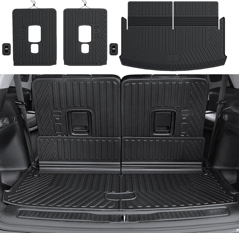 HOUCLEMIC Cargo Mat for 2021-2024 2025 Jeep Grand Cherokee L, All Weather TPE Rear Cargo Liner Trunk Mat with 3rd Row Seatback Cover for Jeep Grand Cherokee L Accessories - Image 1